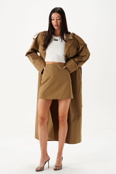 Юбка трапеция мини из хлопка в стиле на каждый день ANNETE A1438 - фото 2