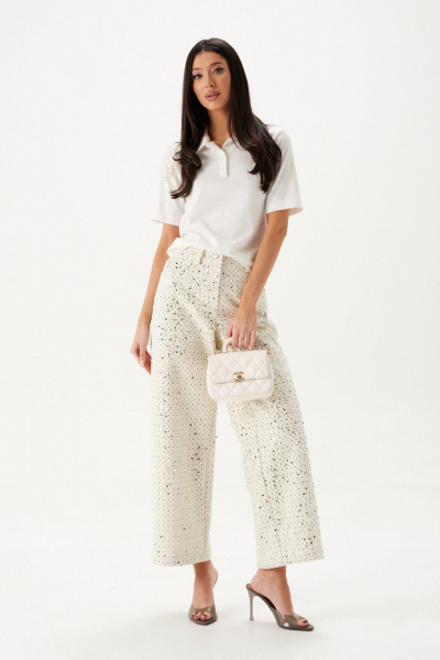 Брюки джинсовые с пайетками и перфорацией на люрексе ANNETE A1444 - фото 3