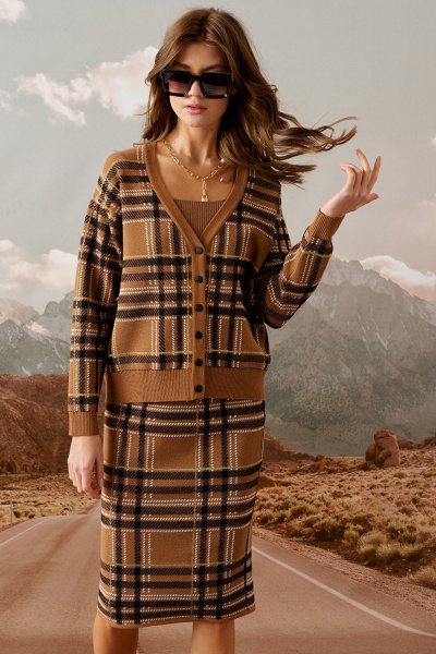 Кардиган свободного силуэта с V-образным вырезом Barbara Geratti С4507BG беж - фото 4