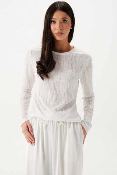 Базовый джемпер из трикотажа с овальной горловиной для повседневности ANNETE A2072 - фото 1