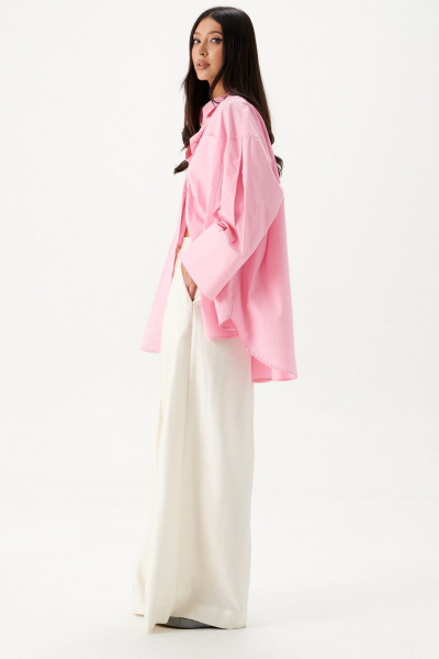 Розовая рубашка с карманами и декоративными складками ANNETE A2075 - фото 6