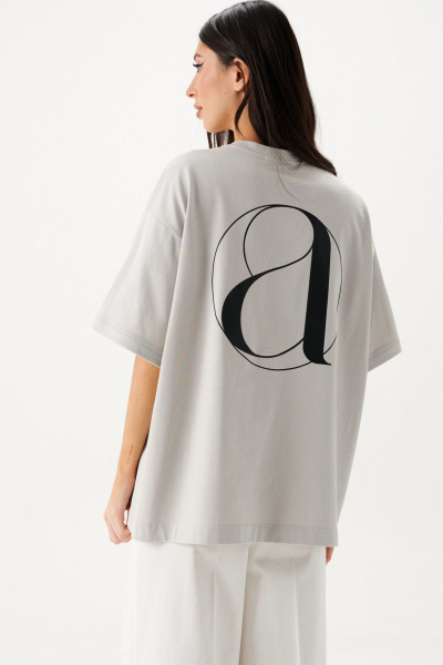 Футболка из хлопка с фирменным логотипом и овальной горловиной ANNETE A2082 - фото 2