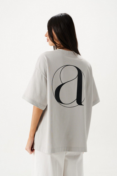 Футболка из хлопка с фирменным логотипом и овальной горловиной ANNETE A2082 - фото 3