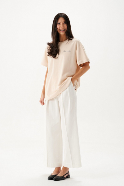 Футболка с довязом и декоративной печатью из хлопка ANNETE A2084 - фото 2