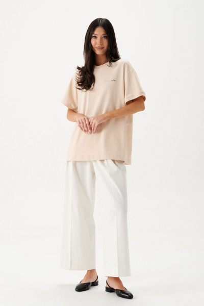 Футболка с довязом и декоративной печатью из хлопка ANNETE A2084 - фото 1