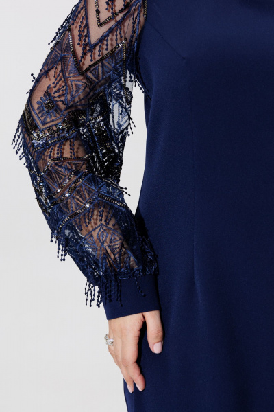 Миди платье с кружевными рукавами и классическим кроем BRELA 2393 синий - фото 5