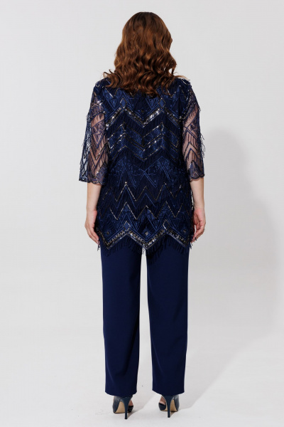 Блузка и брюки костюм прямого силуэта из текстиля BRELA 2394 синий - фото 2