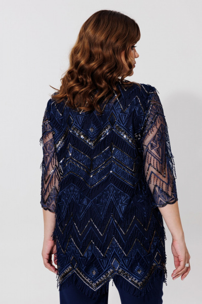 Двухслойная блузка из кружева и текстиля для торжеств BRELA 2395 синий - фото 5