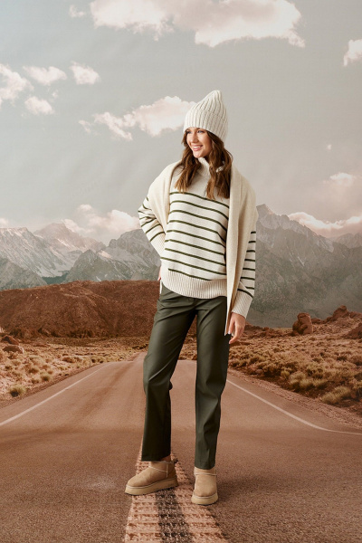 Джемпер полуприлегающего силуэта с высоким воротом Barbara Geratti С4280BG св беж/мох - фото 3