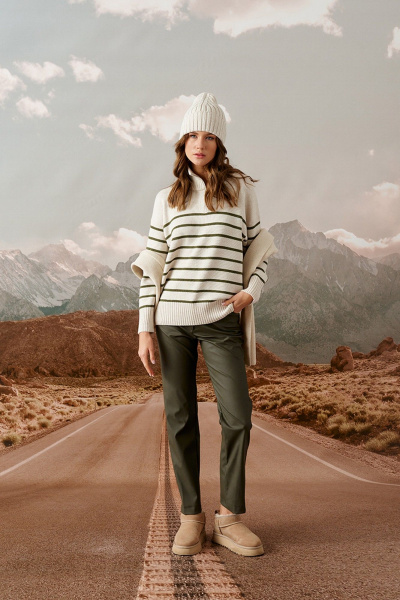 Джемпер полуприлегающего силуэта с высоким воротом Barbara Geratti С4280BG св беж/мох - фото 2