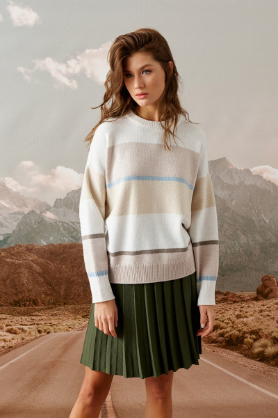 Джемпер Barbara Geratti C4604BG бежевый/белый - фото 3