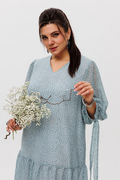 Платье шифон воздушное с воланами и рукавами-завязками Anelli 1457 ручеек - фото 6