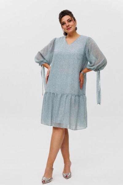 Платье шифон воздушное с воланами и рукавами-завязками Anelli 1457 ручеек - фото 10