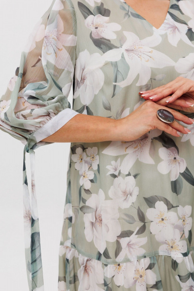 Платье шифон с романтичным воланом и V-образным вырезом Anelli 1457 нежная_весна - фото 5