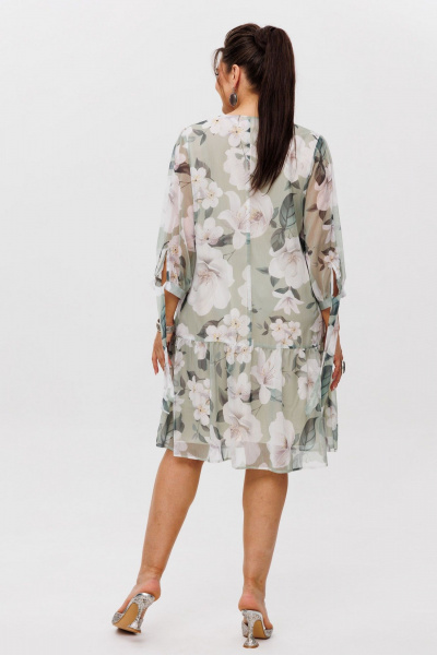 Платье шифон с романтичным воланом и V-образным вырезом Anelli 1457 нежная_весна - фото 10