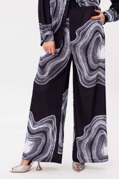 Блуза с воротником стойкой и брюки свободного кроя Anelli 1514 мрамор - фото 4