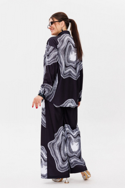 Блуза с воротником стойкой и брюки свободного кроя Anelli 1514 мрамор - фото 10