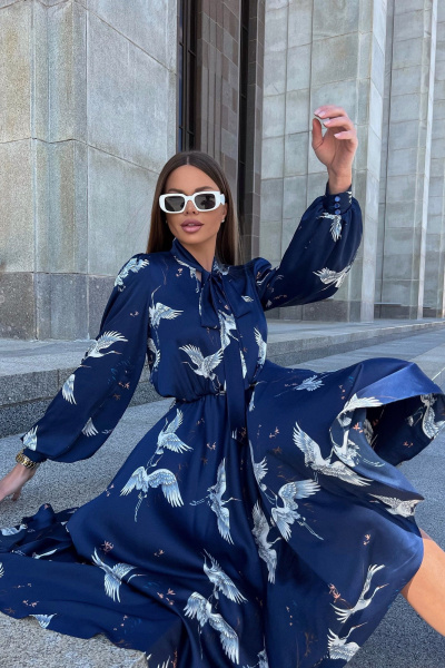 Платье из атласа приталенное с эффектом для повседневной и праздничной носки O.N.E.Gold 128PL - фото 6