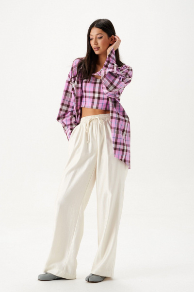 Рубашка из хлопка с мультииколорным принтом и отложным воротником ANNETE A2088 - фото 3