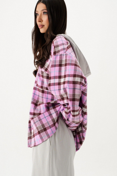 Демисезонная рубашка с капюшоном из хлопка с карманами ANNETE A2091 - фото 6