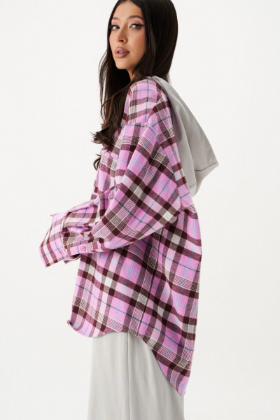 Демисезонная рубашка с капюшоном из хлопка с карманами ANNETE A2091 - фото 5