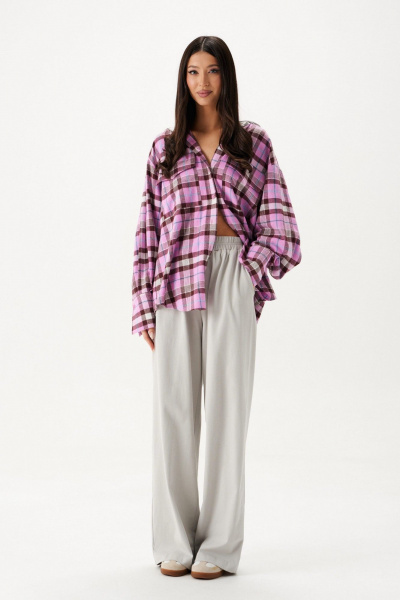 Демисезонная рубашка с капюшоном из хлопка с карманами ANNETE A2091 - фото 1