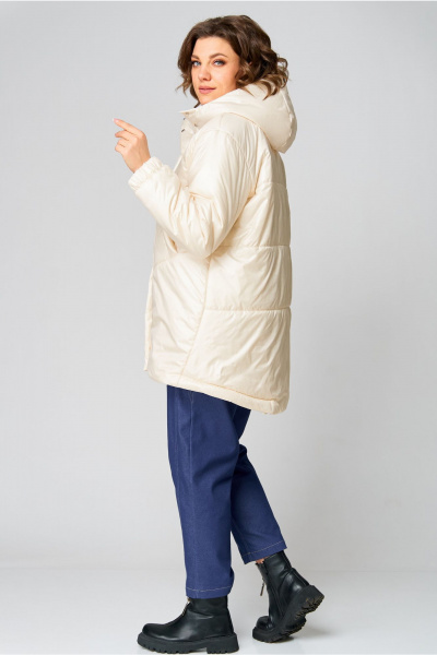 Пальто утепленное плащёвка с капюшоном и регулируемым низом Andina city 7015-25 экрю - фото 10