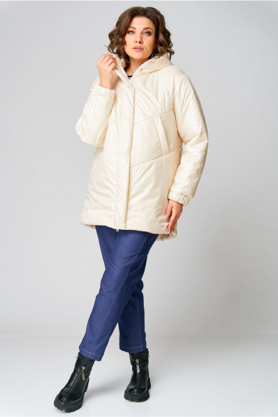 Пальто утепленное плащёвка с капюшоном и регулируемым низом Andina city 7015-25 экрю - фото 7
