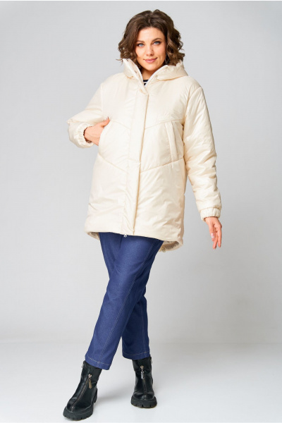Пальто утепленное плащёвка с капюшоном и регулируемым низом Andina city 7015-25 экрю - фото 6