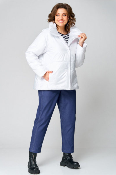 Утепленная куртка плащёва с воротником и карманами Andina city 7016-25 белый - фото 5