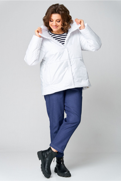 Утепленная куртка плащёва с воротником и карманами Andina city 7016-25 белый - фото 4