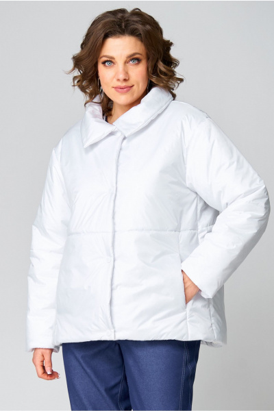 Утепленная куртка плащёва с воротником и карманами Andina city 7016-25 белый - фото 3