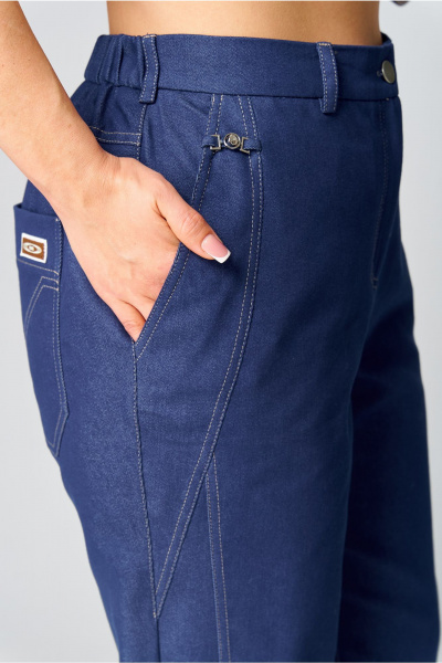 Джинсовые брюки с боковыми карманами и подрезами Andina city 2018-25 синий - фото 5