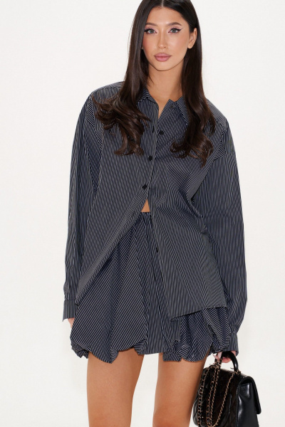 Рубашка прямого кроя с вертикальным принтом и разрезами ANNETE A2115 - фото 7