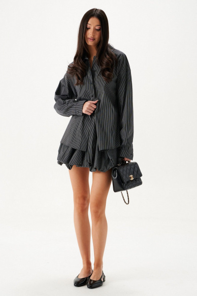 Рубашка прямого кроя с вертикальным принтом и разрезами ANNETE A2115 - фото 3