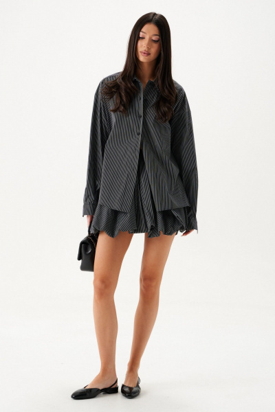 Рубашка прямого кроя с вертикальным принтом и разрезами ANNETE A2115 - фото 2
