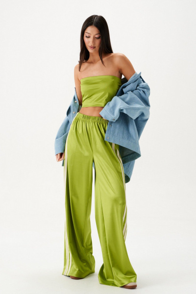 Топ укороченный из салатового трикотажа с резинкой ANNETE A2117/1 - фото 2