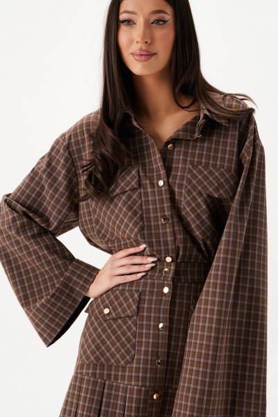 Блузка из полотна в полоску с накладными карманами ANNETE A2118 - фото 3