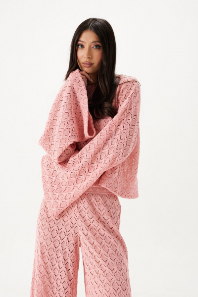 Джемпер свободного кроя из узорной вязки с овальной горловиной ANNETE A2120 - фото 3