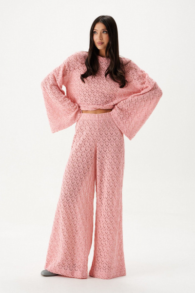 Джемпер свободного кроя из узорной вязки с овальной горловиной ANNETE A2120 - фото 2