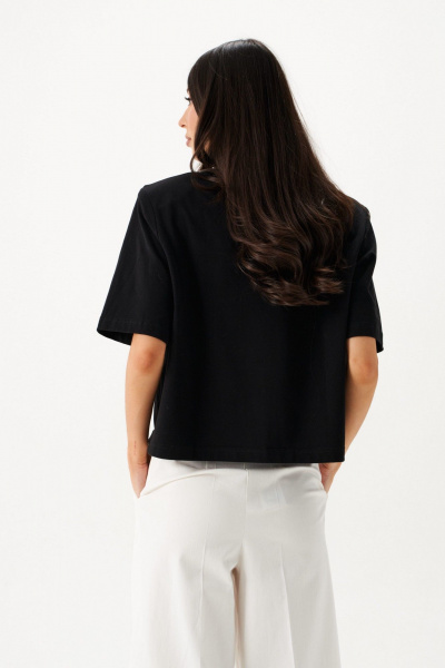 Футболка с подплечниками из хлопка и брендированной нашивкой ANNETE A2122 - фото 4