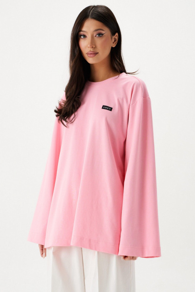 Джемпер свободного кроя из хлопкового полотна с брендингом ANNETE A2123 - фото 1