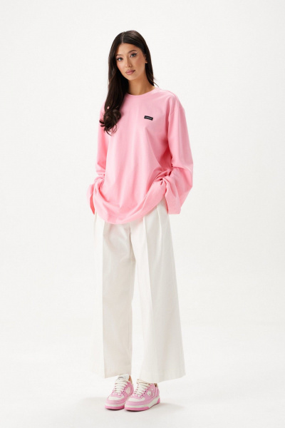 Джемпер свободного кроя из хлопкового полотна с брендингом ANNETE A2123 - фото 2