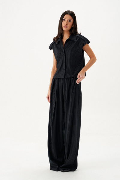 Рубашка в полоску с функциональным карманом и декором ANNETE A2124 - фото 3