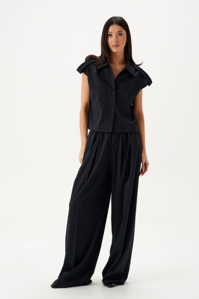 Рубашка в полоску с функциональным карманом и декором ANNETE A2124 - фото 2