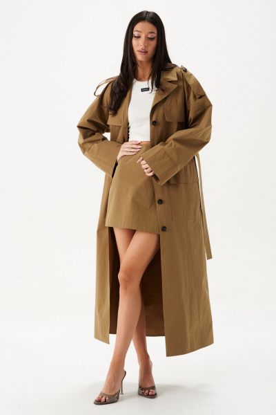 Классическое платье миди из хлопкового текстиля с карманами ANNETE A3590 - фото 1