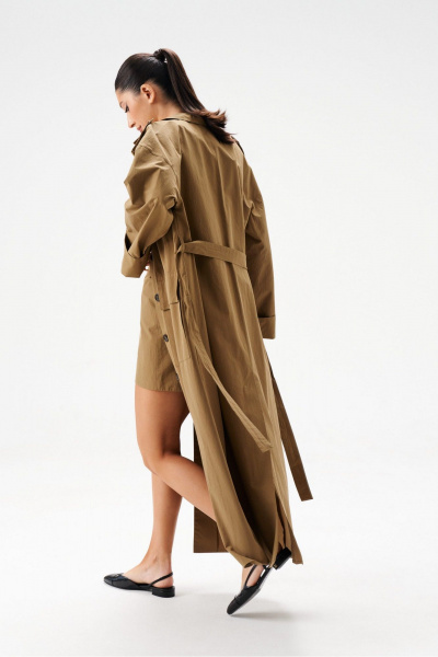 Классическое платье миди из хлопкового текстиля с карманами ANNETE A3590 - фото 4