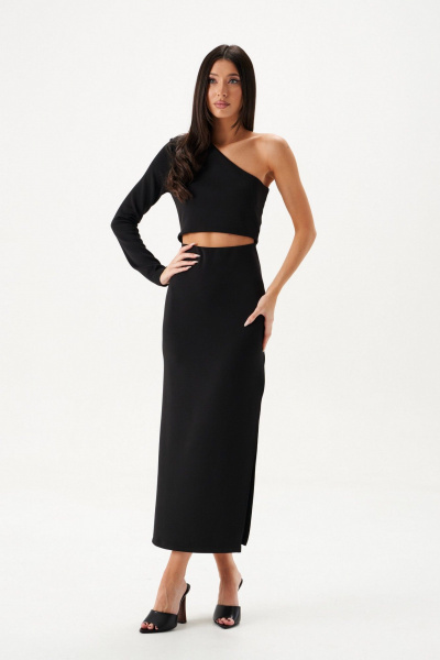 Платье на одно плечо с разрезом из трикотажа ANNETE A3642 - фото 4