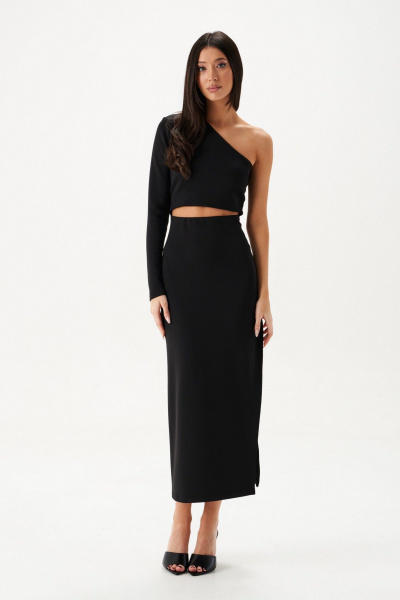 Платье на одно плечо с разрезом из трикотажа ANNETE A3642 - фото 1