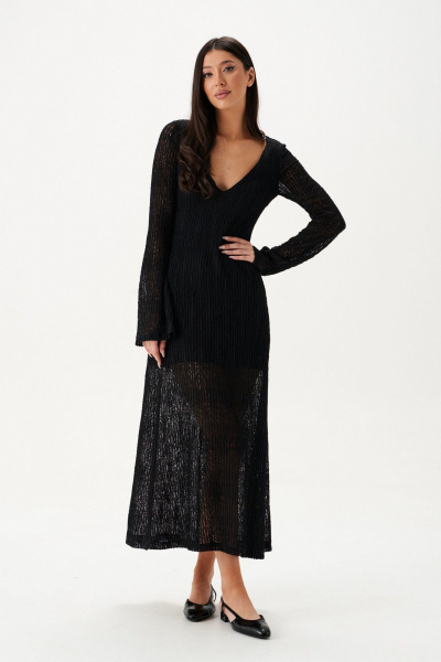 Макси-платье с ажурным трикотажем и V-образным вырезом ANNETE A3644 - фото 7